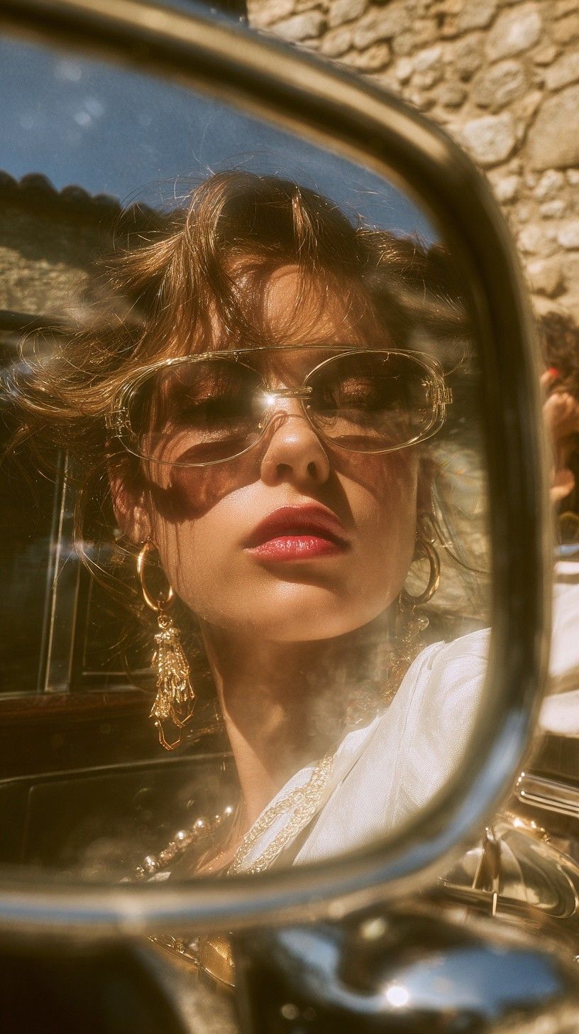 Modelo con lentes de sol aviador dorado CIELO & VISION — lifestyle mediterráneo